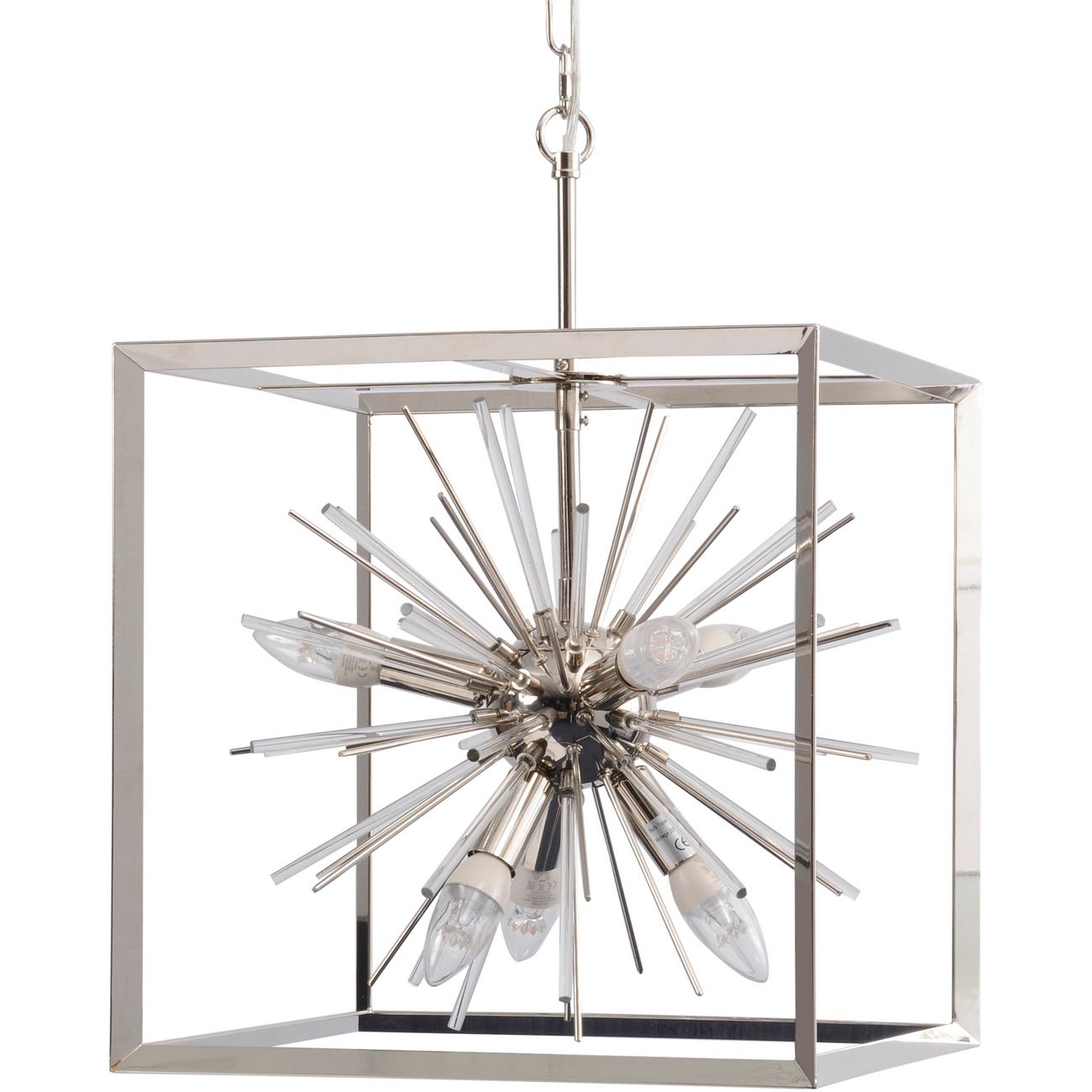 Polished Nickel Starburst Pendant Light | Small